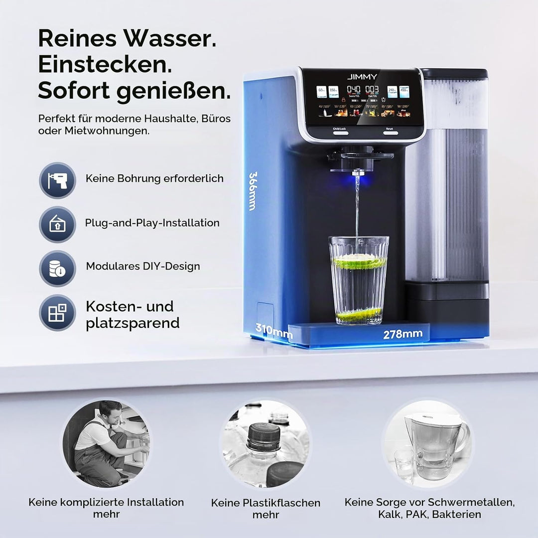 JIMMY M9 Pro Osmoseanlage: Umkehrosmose Wasserfilter für Trinkwasser, 7-stufige Filterung &amp; Minerali