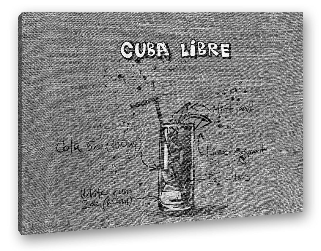 deyoli Rezept für einen Cuba Libre Effekt: Schwarz/Weiss Format: 80x60 als Leinwandbild, Motiv ferti
