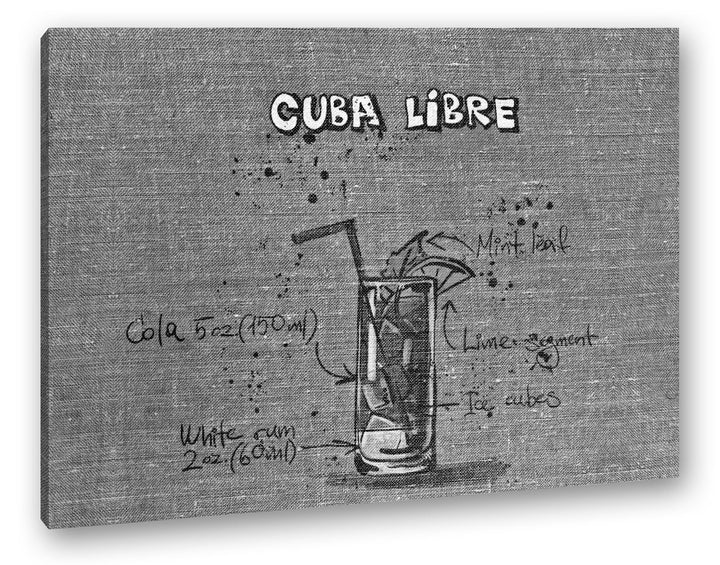deyoli Rezept für einen Cuba Libre Effekt: Schwarz/Weiss Format: 80x60 als Leinwandbild, Motiv ferti
