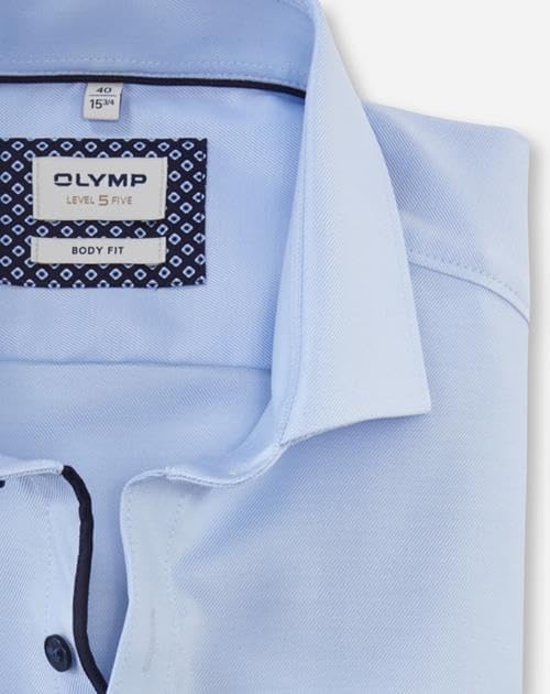 OLYMP Level Five Body fit Hemd Langarm Stretch Twill hellblau 40 Hellblau, 40 Hellblau