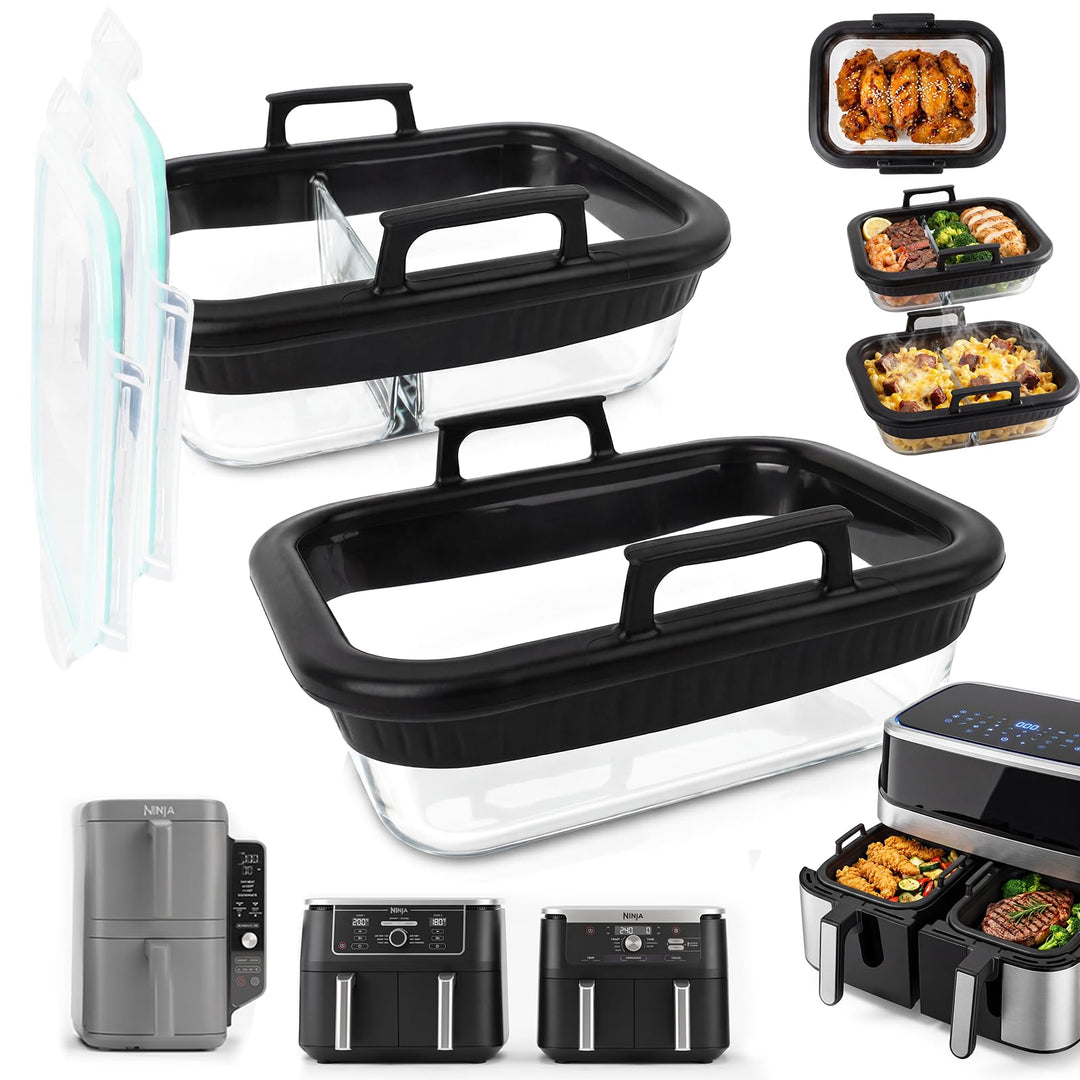 2 Stück Airfryer Zubehör für Ninja AF400EU/AF500EU/SL400EU COSORI Heissluftfritteuse 2 Kammern,Aufla