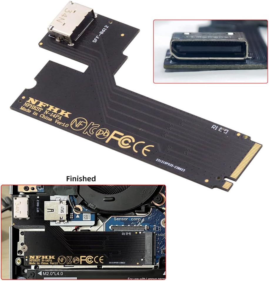 NFHK PCI-E 4.0 M.2 M-Key auf Oculink SFF-8612 SFF-8611 Host Adapter für 2022 2023 ThinkBook 14+ exte