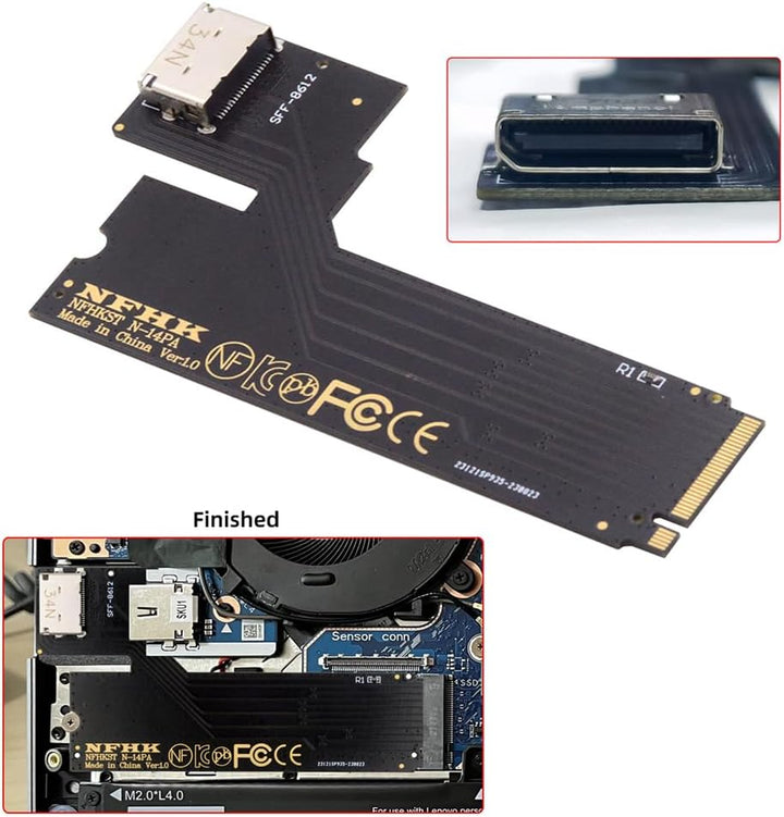 NFHK PCI-E 4.0 M.2 M-Key auf Oculink SFF-8612 SFF-8611 Host Adapter für 2022 2023 ThinkBook 14+ exte