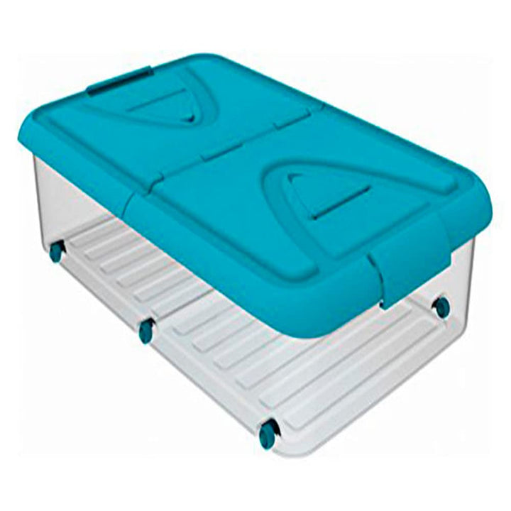 Plastiken - Unterbettbox mit Rollen blau 60 l