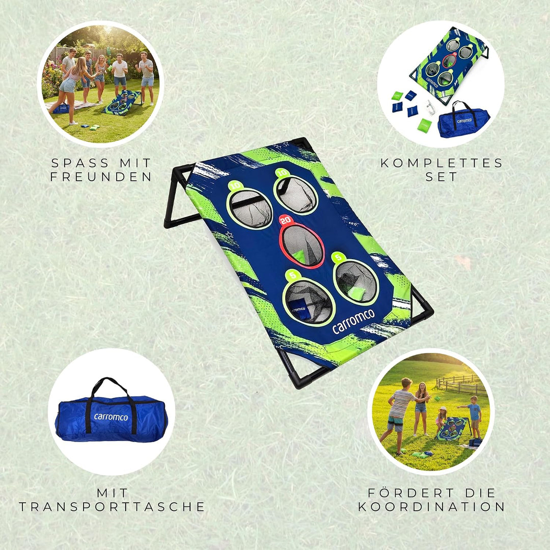 Carromco Bean Bag Toss I Wurfspiel für Garten &amp; Freizeit, mit 8 Bags | PARTYSPASS: Outdoor-Zielwurfs