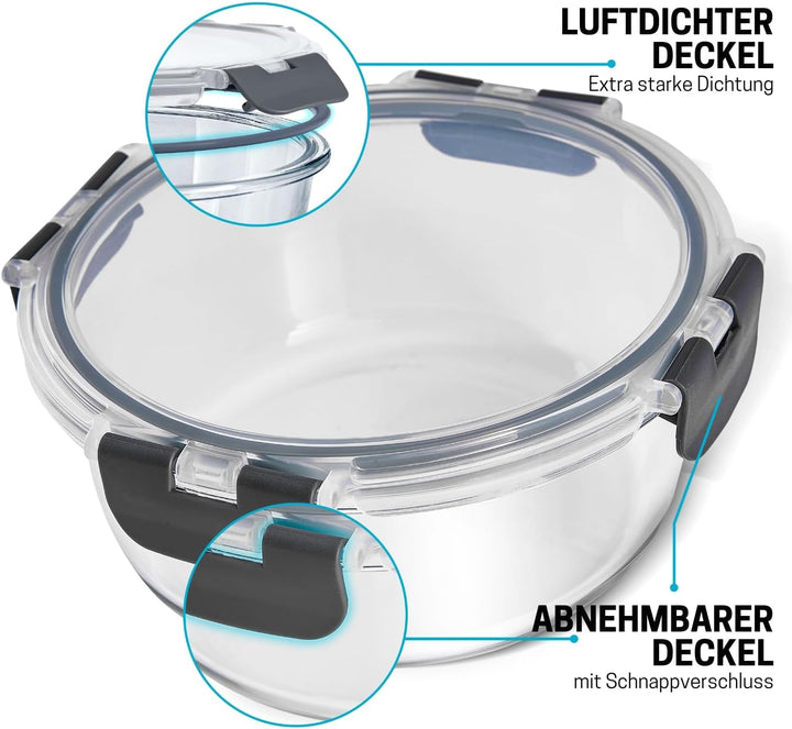 Igluu Meal Prep Container aus Glas – 3er Set Runde Glasbehälter in Verschiedenen Grössen –Lunch Box