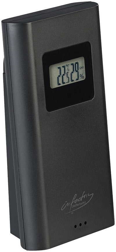 infactory Barometer: Funk-Wetterstation mit rahmenlosem LCD-Display, Aussensensor, Funk-Uhr (Digital