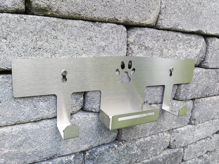 HL-Perfektion-in-Edelstahl Hundegarderobe für Hundeleinen Katzenleinen mit Beutelspender massiv Edel