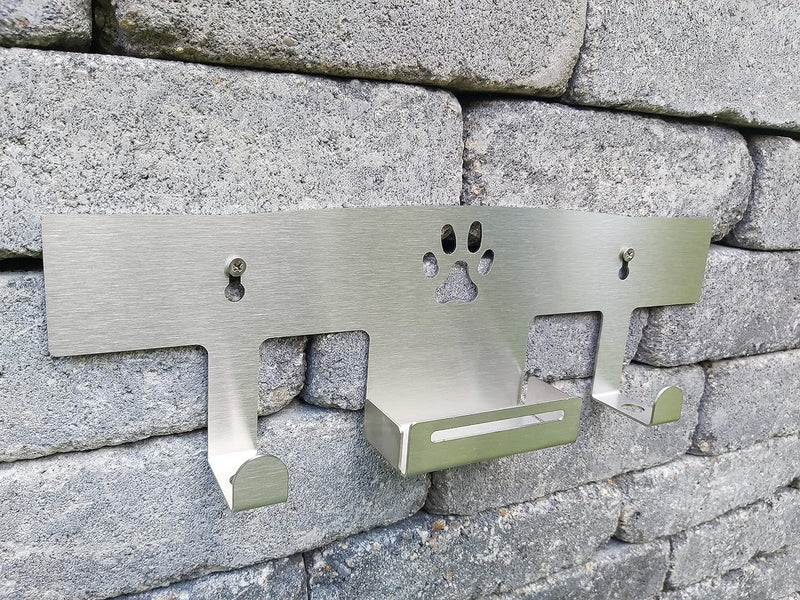 HL-Perfektion-in-Edelstahl Hundegarderobe für Hundeleinen Katzenleinen mit Beutelspender massiv Edel