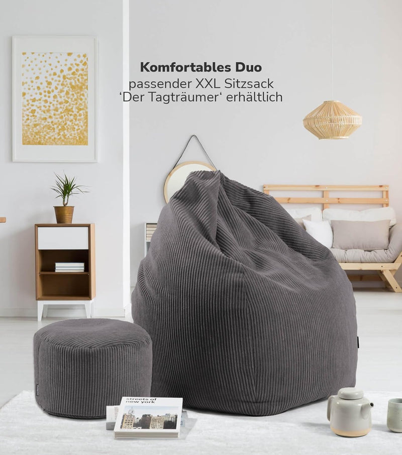 mokebo® Pouf, Hocker o. Sitzhocker aus Cord 40x60 cm &