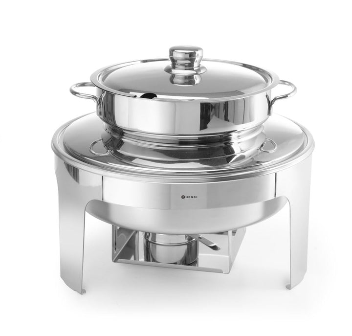 HENDI Suppen Chafing Dish, Suppenbehälter hat 2 Griffe, Deckel hat eine praktische Löffelaussparung,