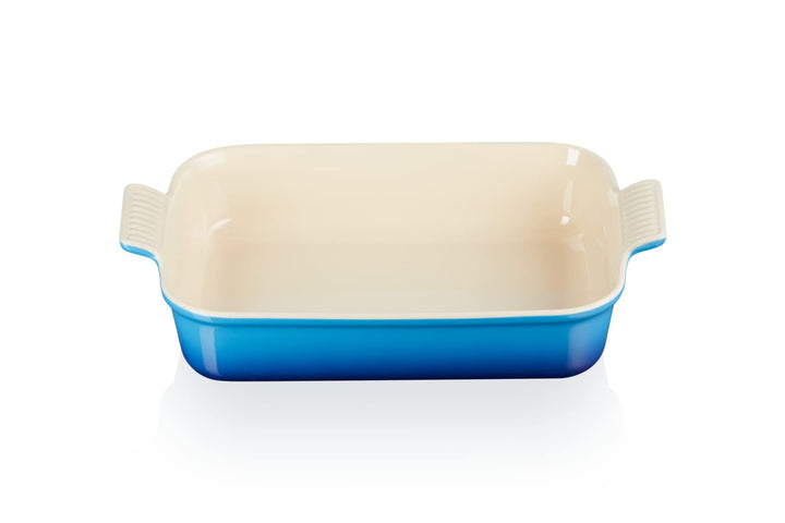 Le Creuset Rechteckige Auflaufform Tradition aus Steinzeug, 32 cm, 2.31 kg, Azure, 71102322200001 Az