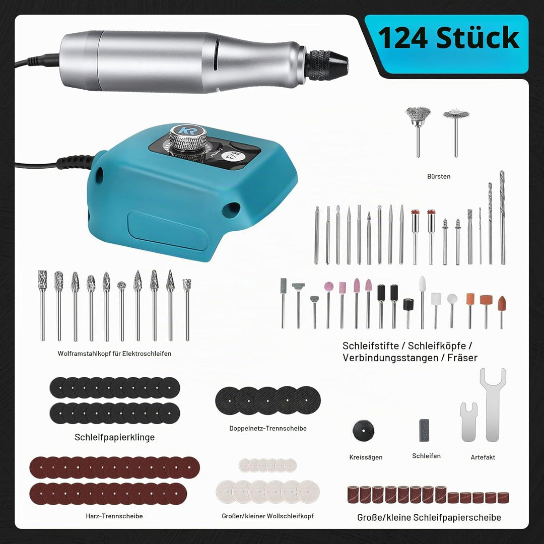 Akku Rotationswerkzeug Station kompatibel mit Makita 18V Akku, 0-18000rpm Variable Geschwindigkeit S