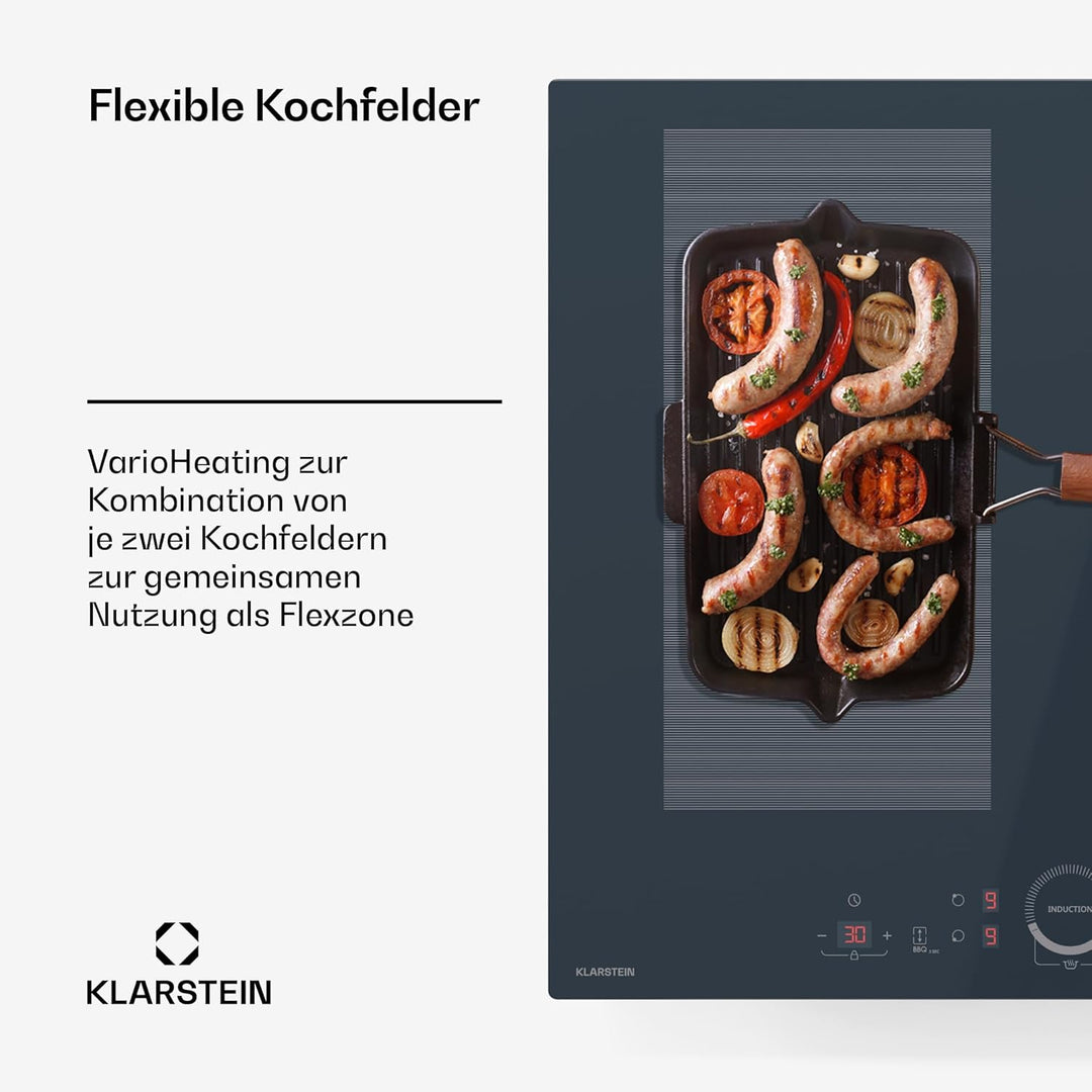 Klarstein Delicatessa 60 Induktionskochfeld – 4-Zonen-Einbaukochfeld, 7.000 W Mit Booster, Flexizone