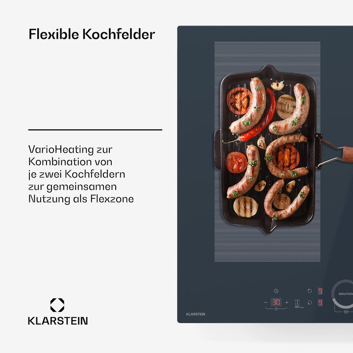 Klarstein Delicatessa 60 Induktionskochfeld – 4-Zonen-Einbaukochfeld, 7.000 W Mit Booster, Flexizone