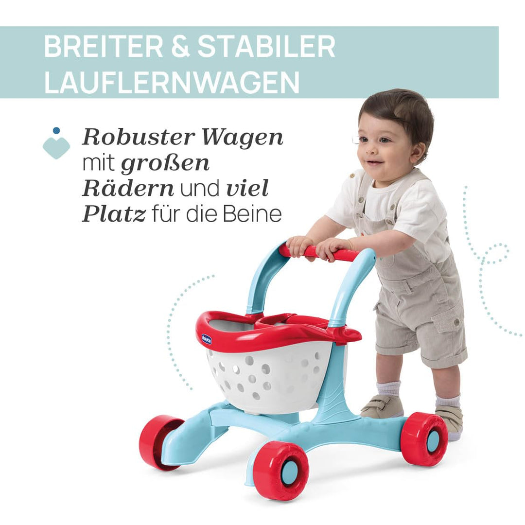 Chicco Lauflernwagen 2in1, Robust mit Rädern, Erste Schritte für Kinder, Rollenspiel Einkauf und For