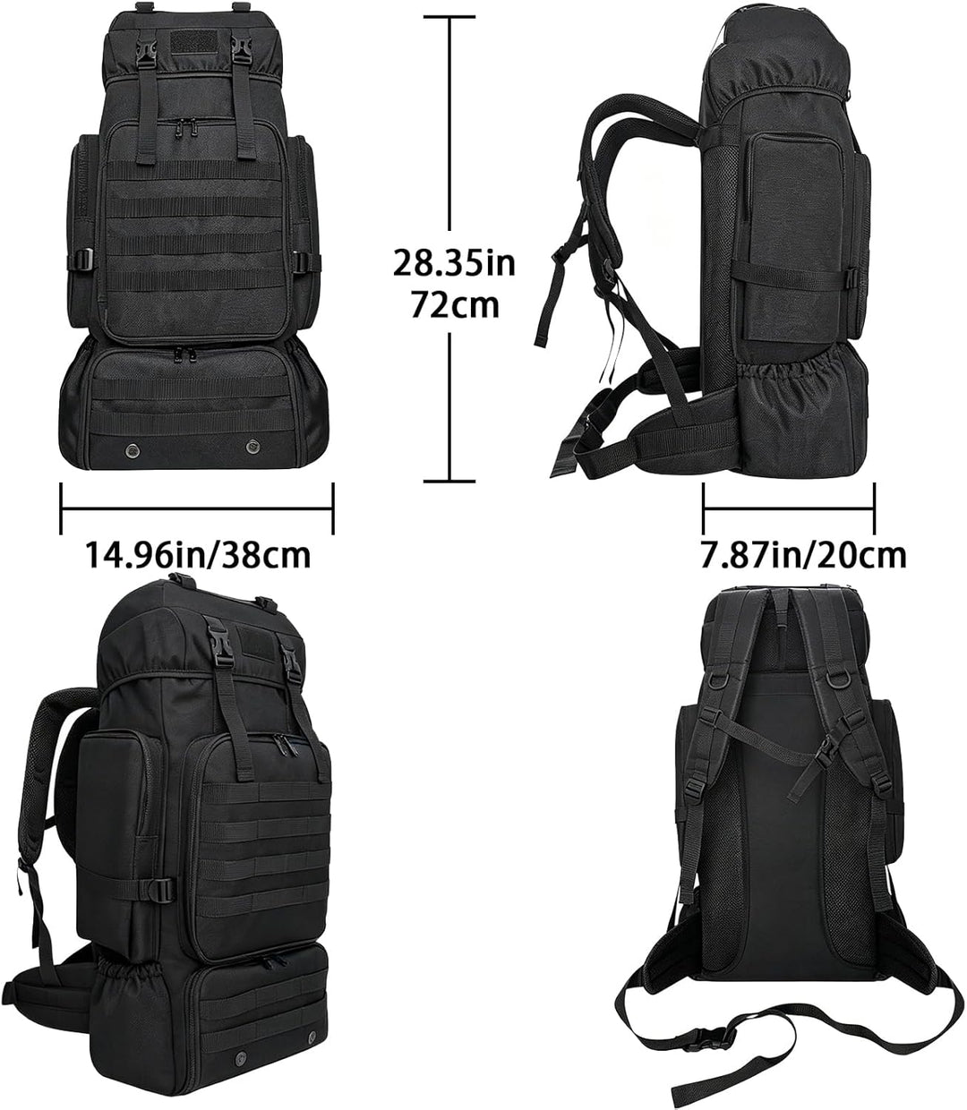 80L Wanderrucksack Trekking Camping Rucksack mit Schuhtasche für Herren Damen, wasserabweisend Extra