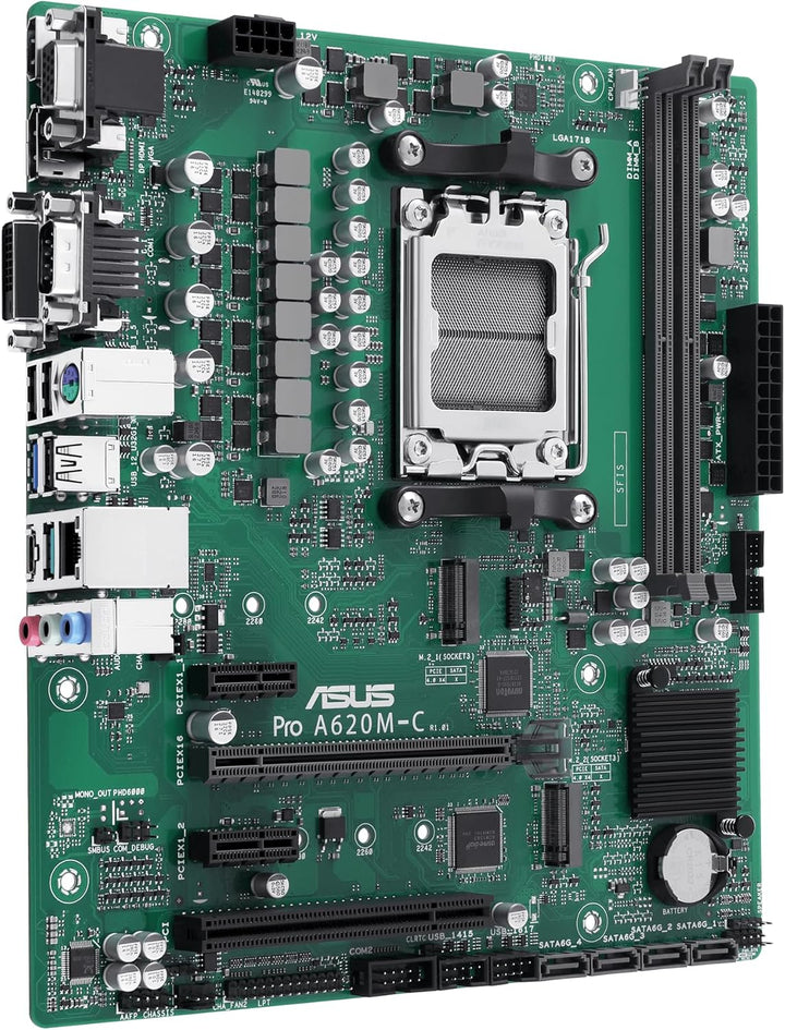 ASUS PRO A620M-C-CSM Mainboard Sockel AMD AM5 (Ryzen AM5, mATX, DDR5, M.2 PCIe 4.0, 1Gb Ethernet, US