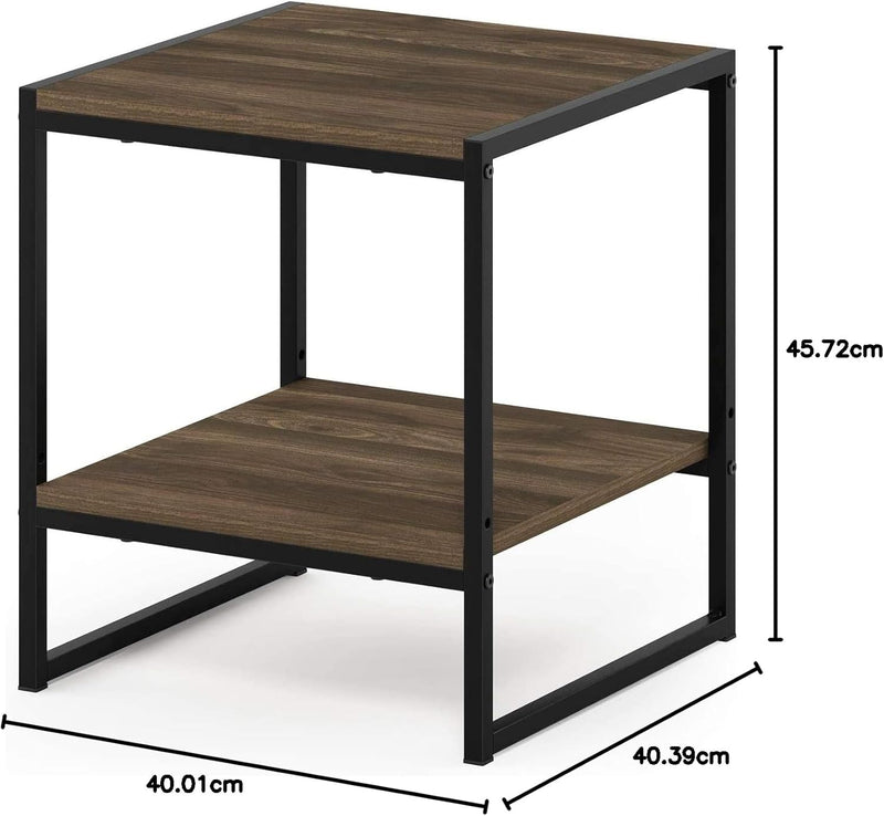 Furinno Camnus Beistelltisch mit 2 Ablageflächen, Holz, 40 x 40.39 x 45.72 cm Columbia Walnuss, Colu