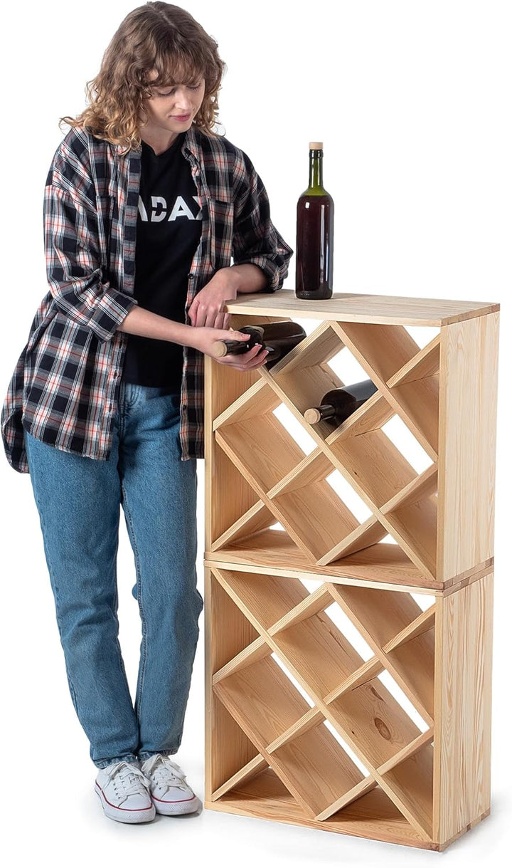 KADAX Weinregal aus Holz, 52 x 25.5 x 104 cm, Grosses Flaschenregal für viele Weinflaschen, rustikal