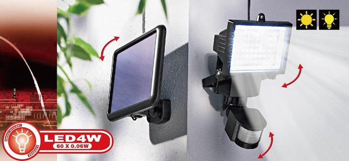 Trango LED Solar Strahler I Solar Wandleuchte I Solar Fluter SOL-YF60 mit Bewegungsmelder I Solar Au