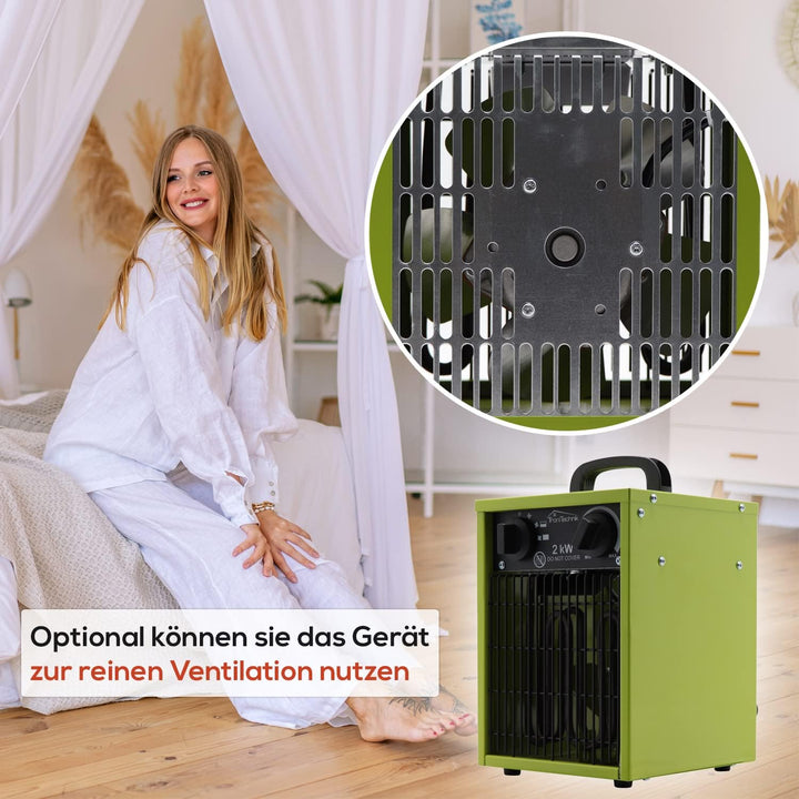 Tronitechnik® Elektroheizer Heizlüfter Bauheizer 2 KW mit integriertem Thermostat elektrisch Heizger