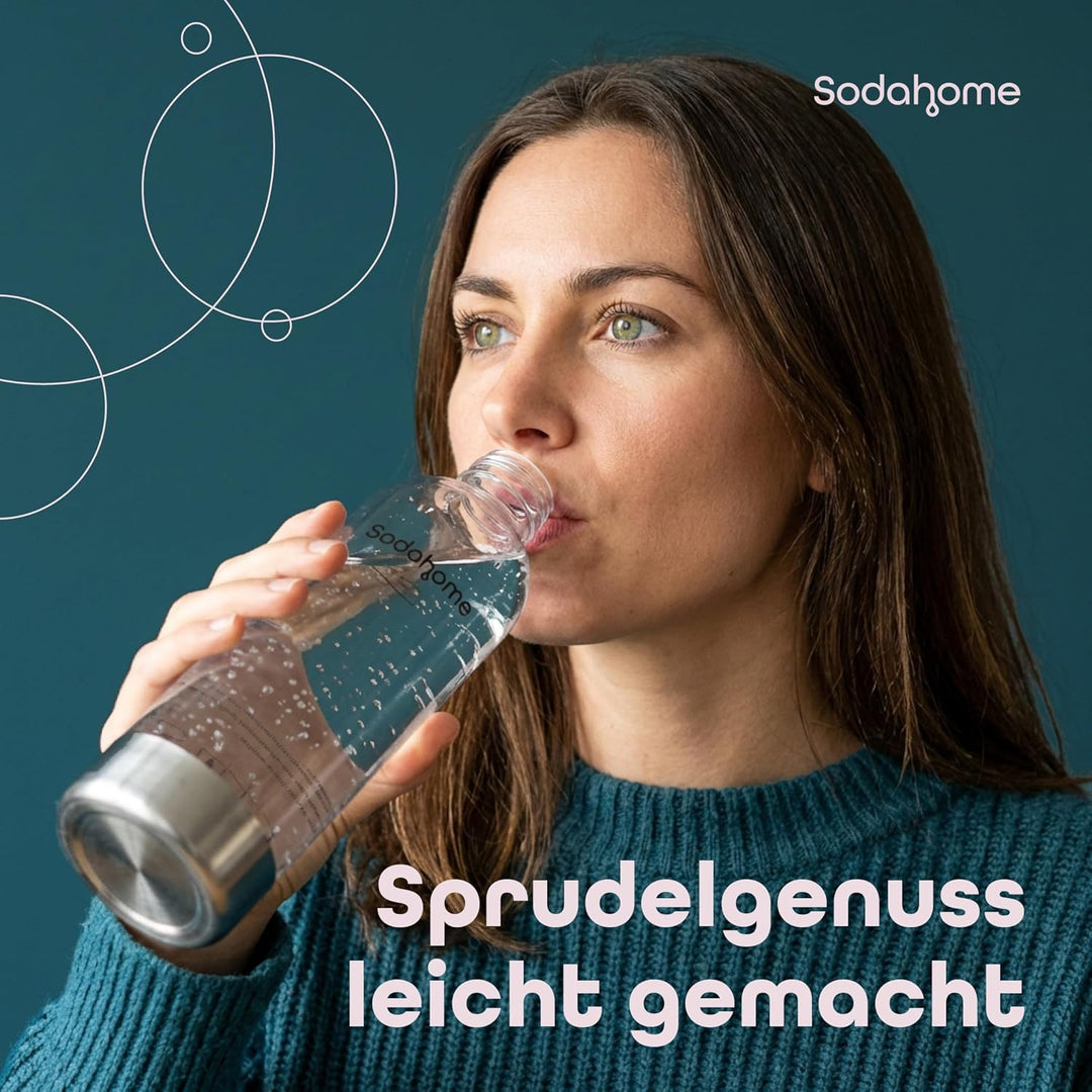 2x 0,85L PET Wasserflaschen Doppelpack - Ersatzflaschen für Wassersprudler mit Schraubgewinde - komp