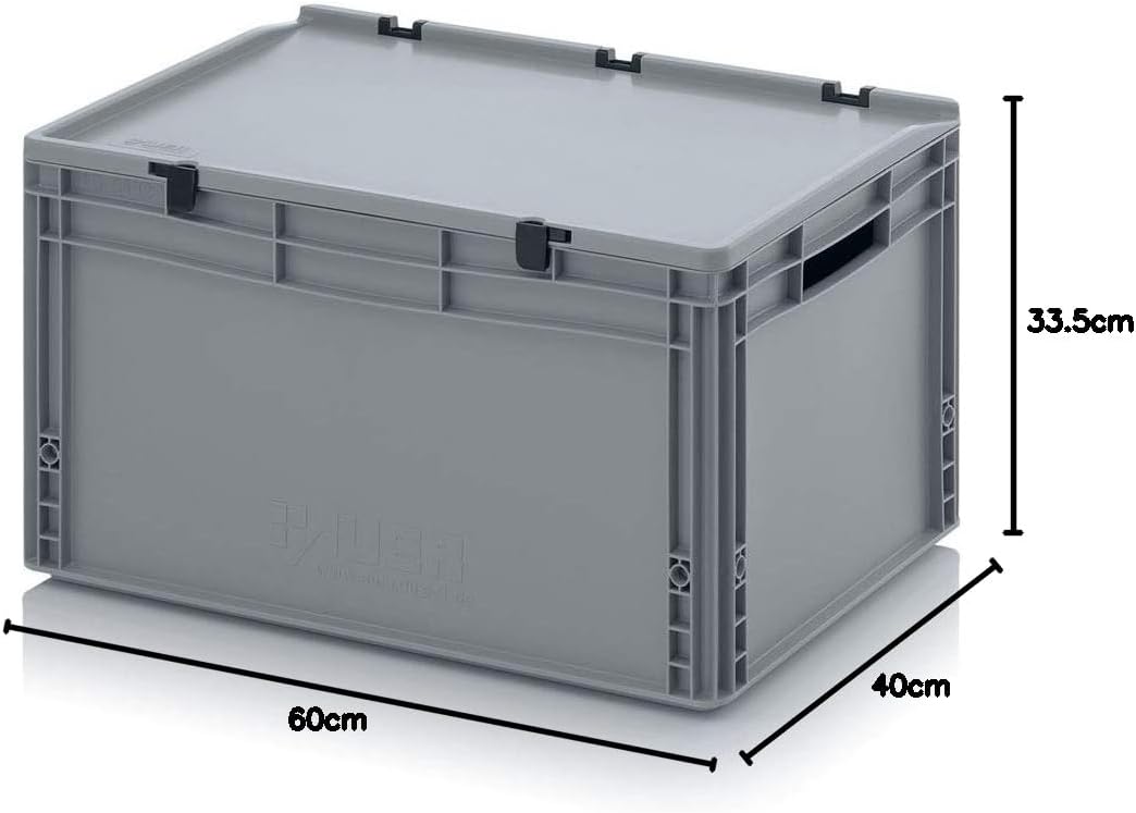 Auer Packaging Eurobehälter-Eurobox 60 x 40 x 33,5 cm mit offenen Griffen und Scharnierdeckel inkl.