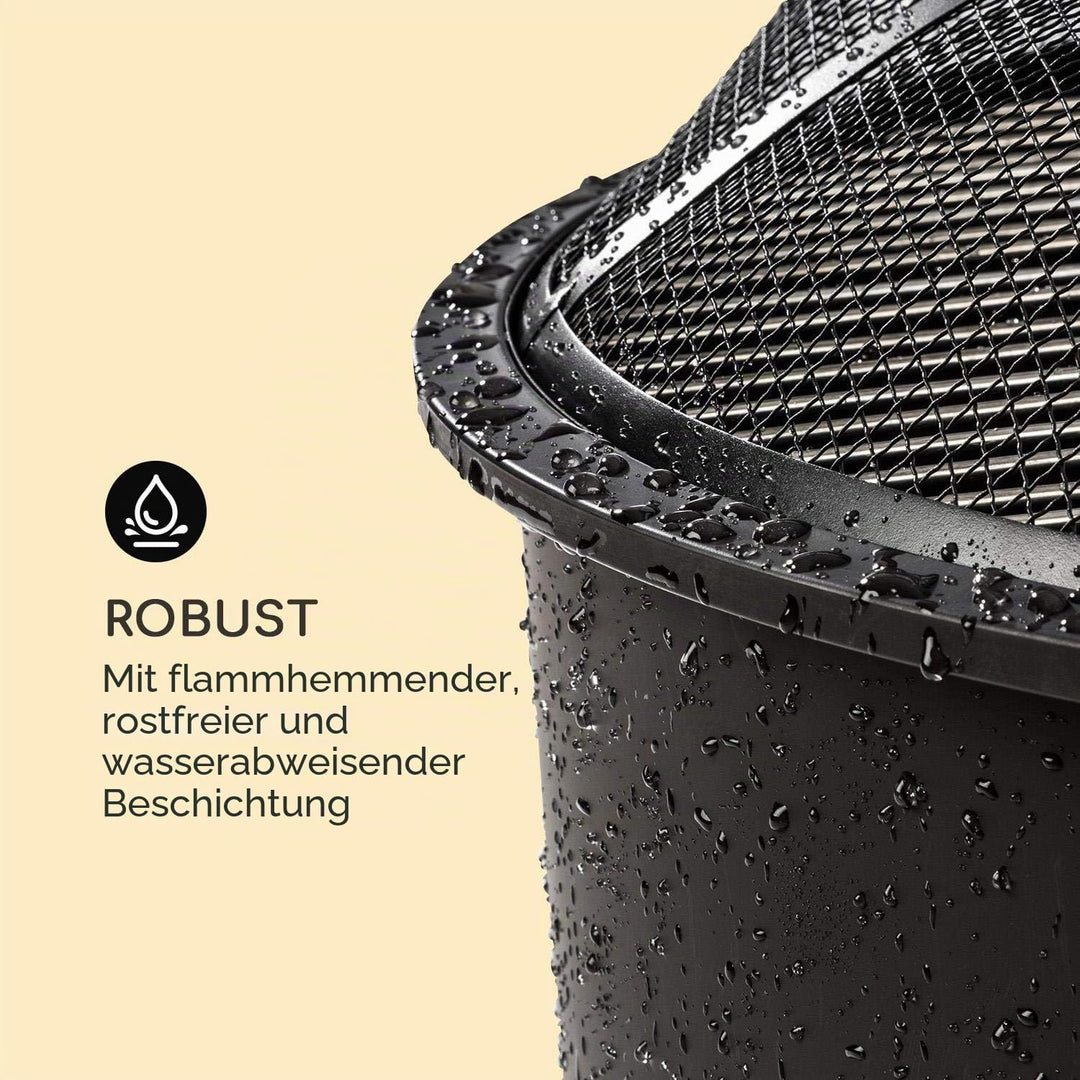 Blumfeldt 2-in-1 Feuerschale - Ø 75 cm Grill, Abnehmbarer Funkenschutz, Ø 68 cm Grillrost, FireView