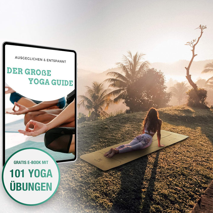 Sports Yogamatte Kork – Rutschfeste Yoga Matte mit Tragegurt &amp; E-Book (PDF Datei) – Trainingsmatte 1