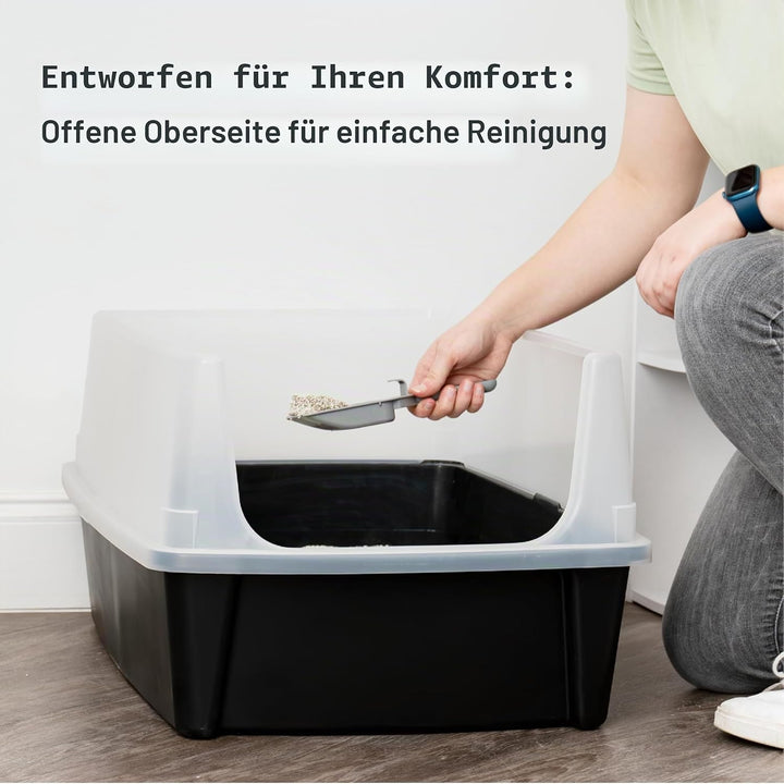 Iris Ohyama, XXL Katzenklo, Katzentoilette Hoher Rand, Schwarz, Grosses Katzenklo, Abnehmbare Ränder