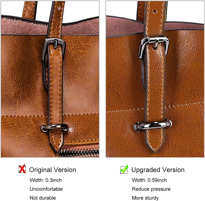 S-ZONE Damen Echtleder Tasche Shopper Gross Tote Handtasche Henkeltasche (B-braun), Braun
