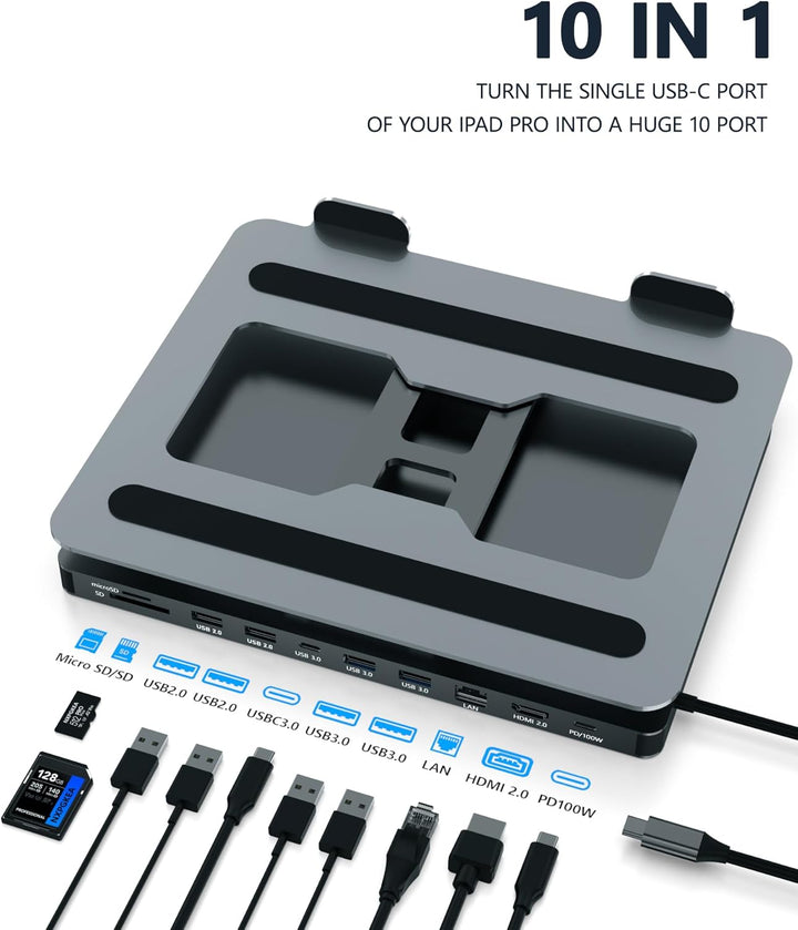 USB C Hub Stand for MacBook Pro, 10 in 1 Adapter for MacBook Air Docking Station with 4K 60Hz HDMI,