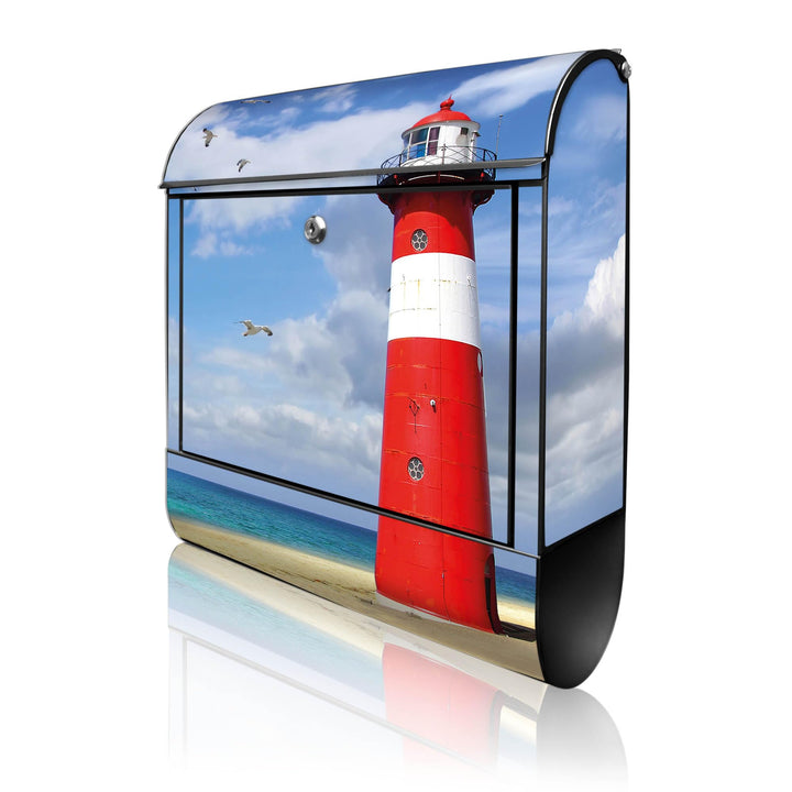 banjado® Design Briefkasten mit Motiv Leuchtturm Westkapelle 39x47x14cm &amp; 2 Schlüssel - Briefkasten