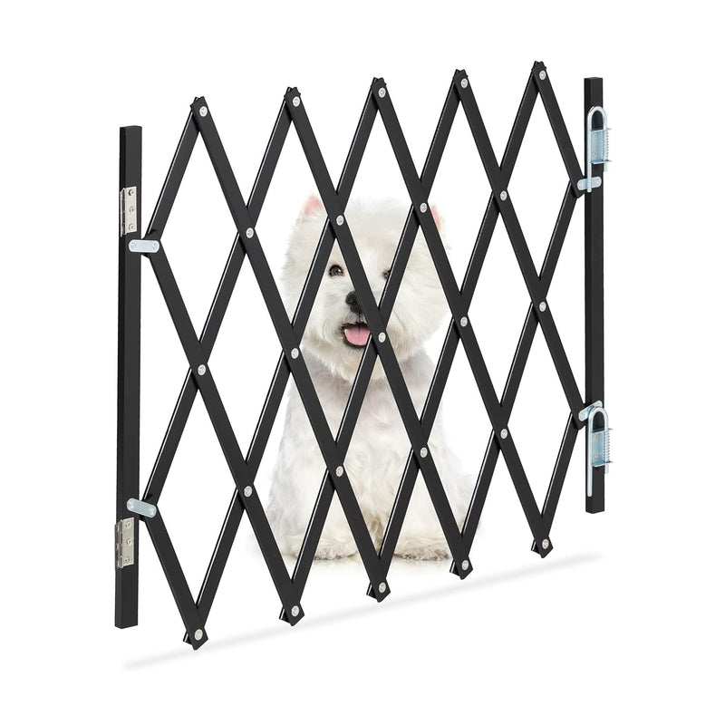 Relaxdays Hundeabsperrgitter ausziehbar bis 96 cm, 48,5-60 cm hoch, Bambus, Hunde Schutzgitter für T