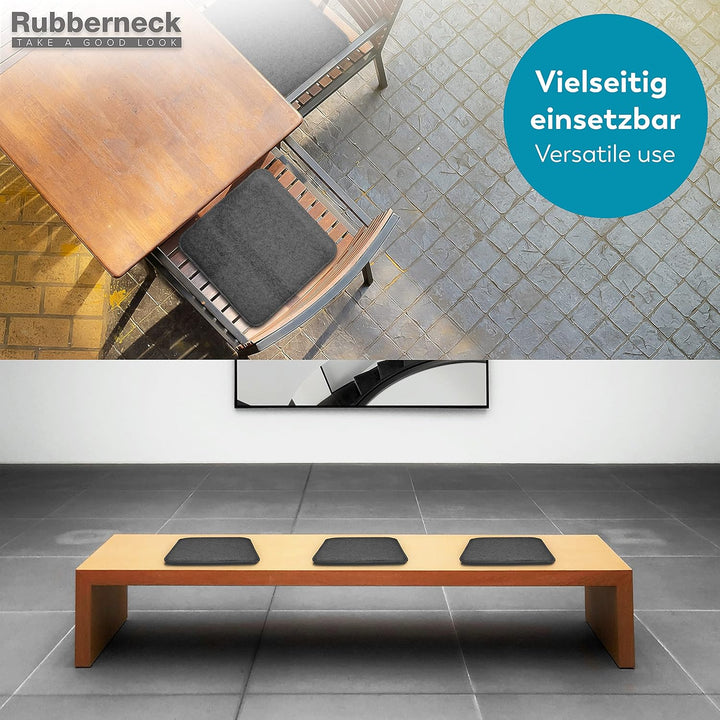 Rubberneck 4er Set rutschfeste Filz Sitzkissen eckig, Stuhlkissen mit Antirutsch-Noppen, dunkelgrau