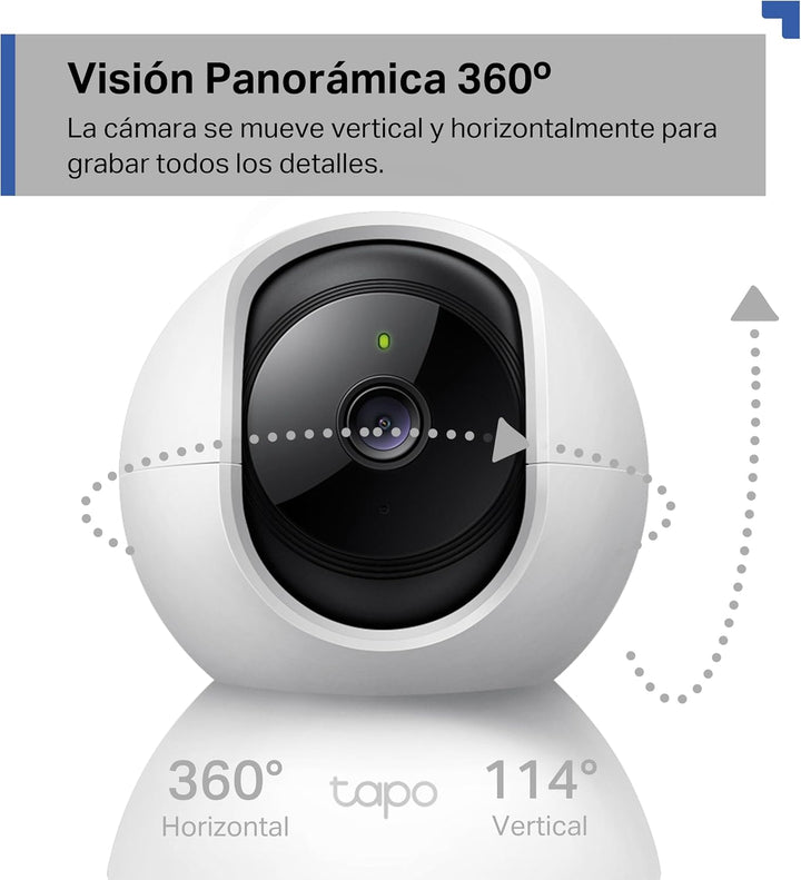 Tapo C21A 2K 3MP Überwachungskamera innen 360°, Nachtsicht, Bewegungserkennung, Zwei-Wege-Audio, Bab