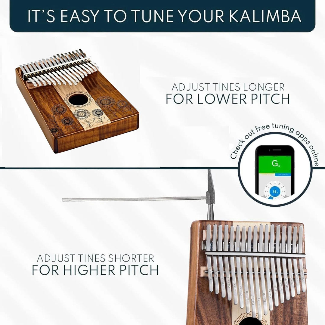 Kalimba 17 Schlüssel, Holz Fingerklaviere，Sonnenblume Professionelle Daumenklavier Carlimba, Mbira I