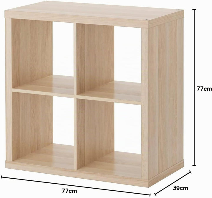 IKEA KALLAX Regal, grössere Aufbewahrungslösung, (weiss gebeizte Eiche, 77 x 77)