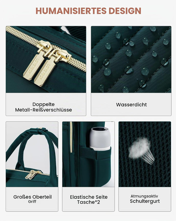 LOVEVOOK Rucksack Damen, 17,3 Zoll Laptop Schulrucksack Teenager Mädchen Wasserdicht, Elegant Reiser