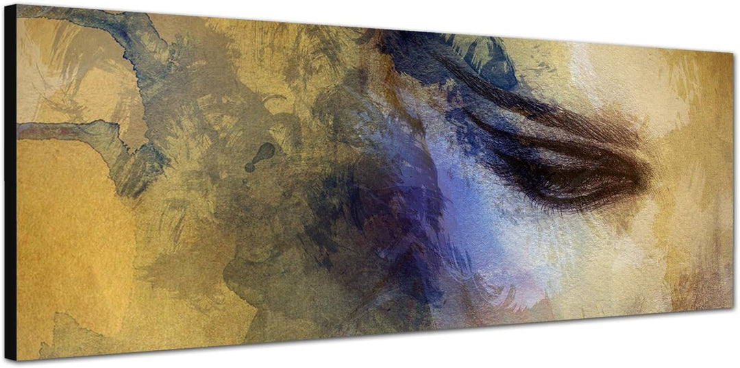 Paul Sinus Art Panoramabild auf Leinwand und Keilrahmen 120x40cm Handmalerei Gesicht Frau