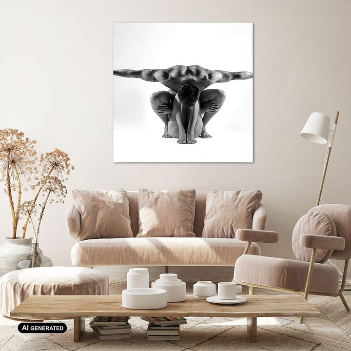 Bilder auf Leinwand 70x70cm Leinwandbild Modell Körper Muskeln Tätowierung Gross Wanddeko Bild Schla