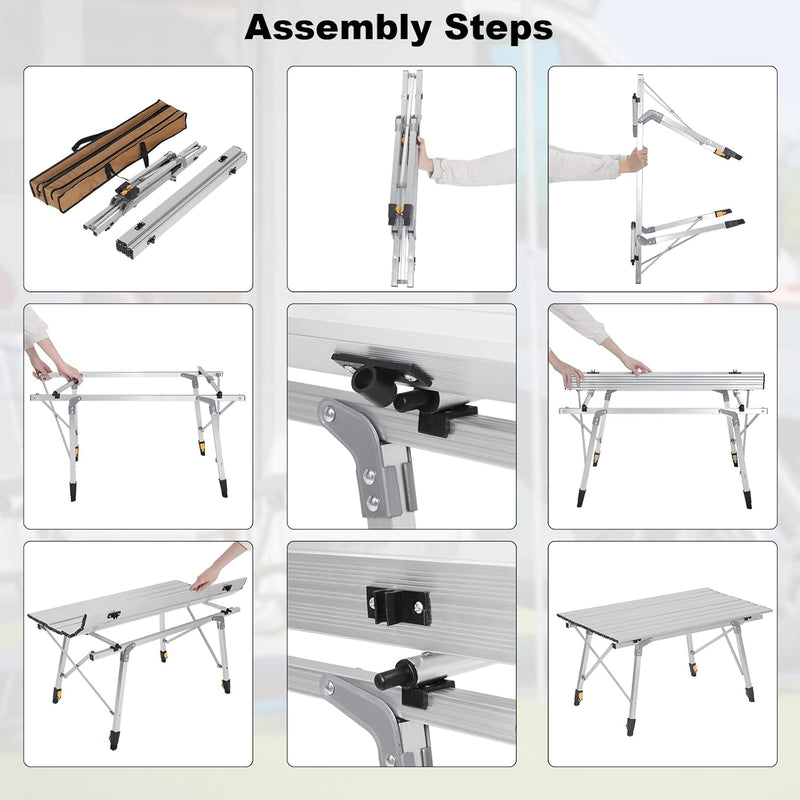 WOLTU Campingtisch Klapptisch aus Alu Gartentisch Balkontisch Reisetisch zusammenklappbar, mit Packt