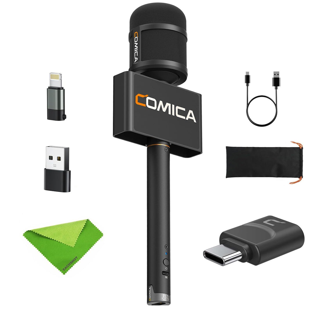 COMICA Revo S Kabelloses Hand-Interviewmikrofon, Reportermikrofon mit USB-C-Empfänger, kompatibel mi