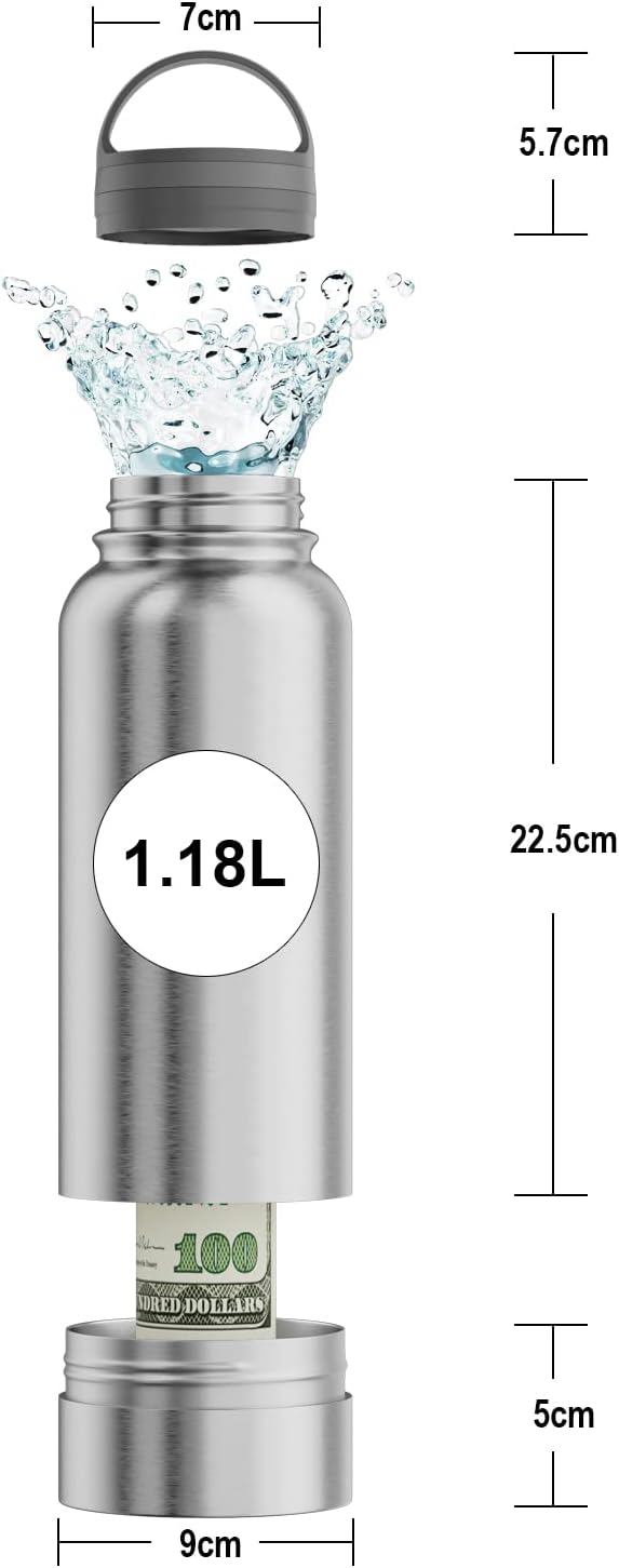 Diversion Wasserflasche aus Edelstahl mit Verstecktem Platz für Diskreter Köder, für Reisen oder zu