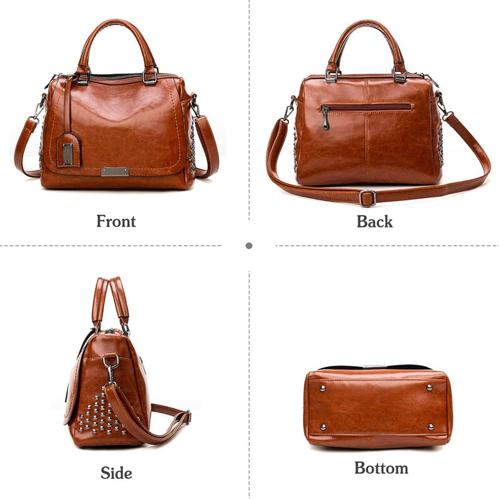 PORRASSO Retro Handtasche Damen Umhängetaschen Frauen Schultertaschen PU-Leder Henkeltasche für Arbe