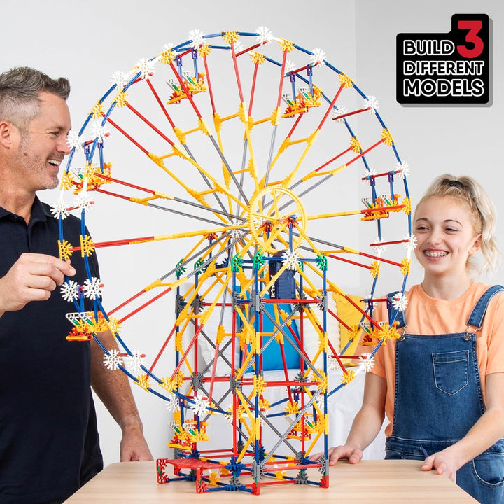K'NEX 17035 Thrill Rides 3-in-1 Classic Amusement Park Building Set, 744 Piece Kids Building Set for