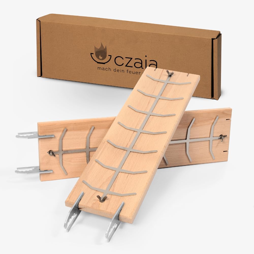 Czaja® Flammlachsbrett 2er Set für Feuerschale und Kugelgrill | Hergestellt in Deutschand | Nutzbar