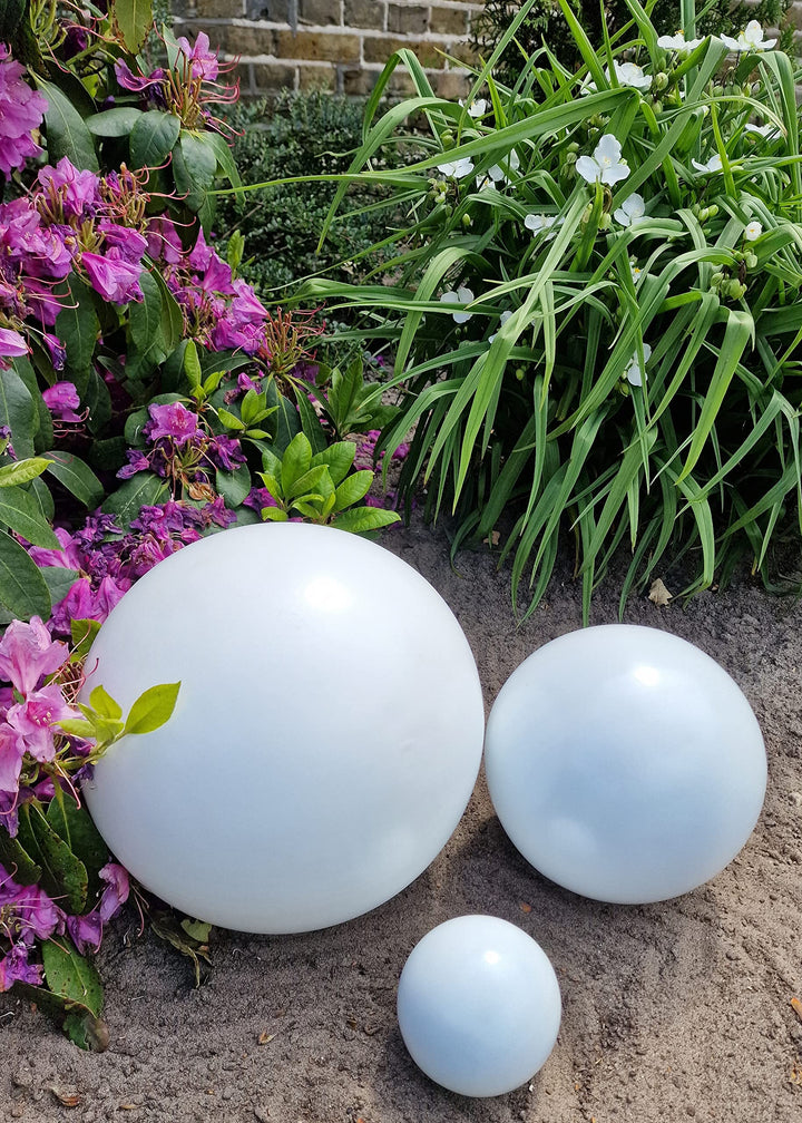 Dekokugel weiss matt 3er Set 40-30-20 cm aus Edelstahl Kugel Dekorationskugel Gartenkugel
