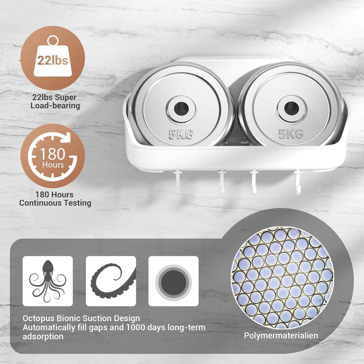 Luxear 2Pack Duschablage mit Saugnäpfen Ablage Dusche Max.20KG belastbar Duschkorb mit starke Saugna